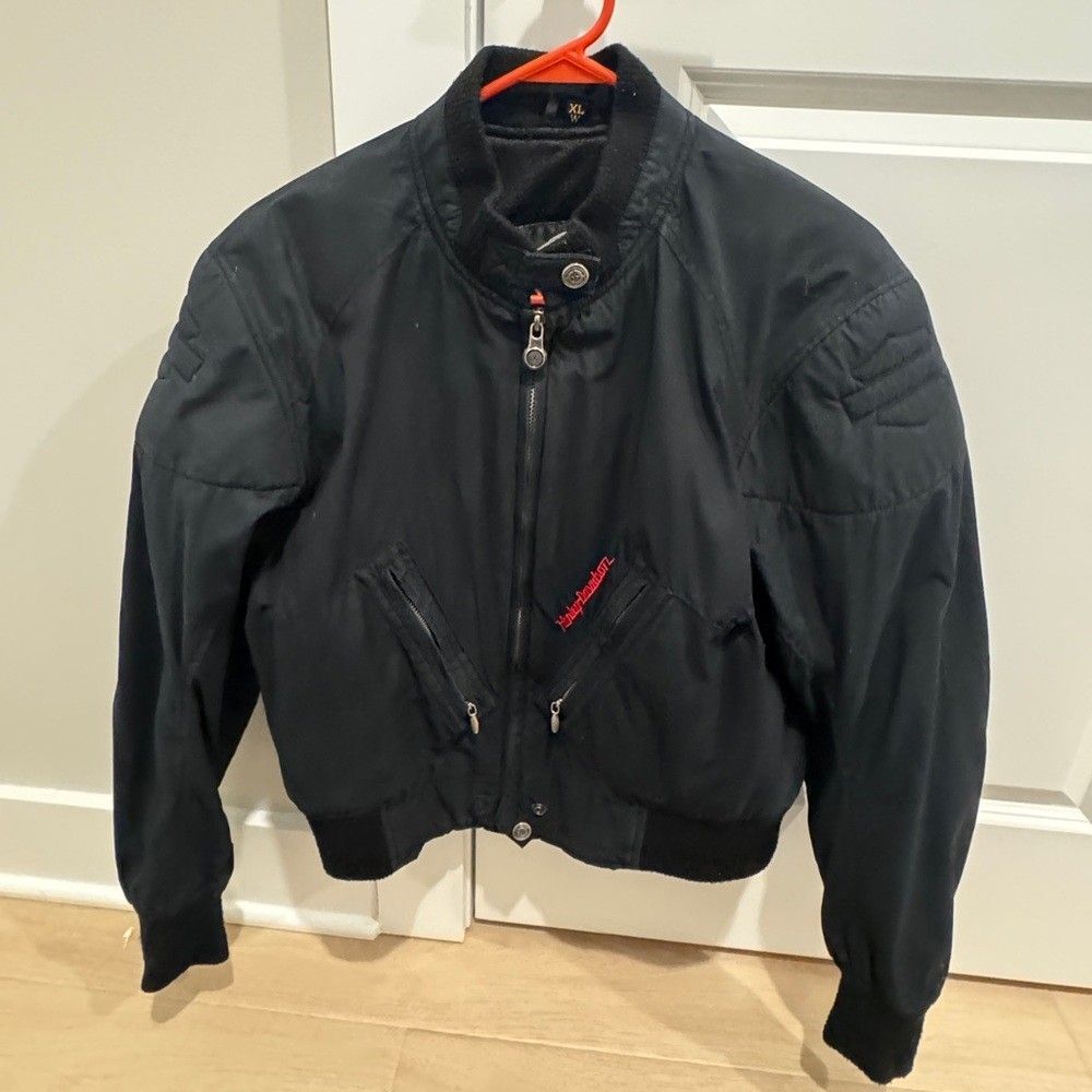 Harley Davidson Womens Black Bomber Embroidered Jacket Size XL W
